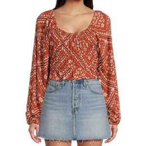 RIP CURL women’s Soleil Long Sleeve Printed Cropped Top